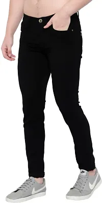 Stylish Black Cotton Blend Mid-Rise Jeans For Men-thumb2