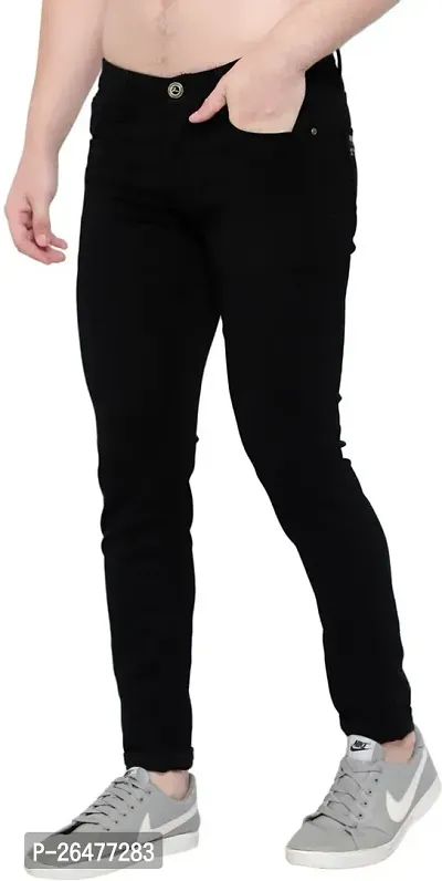 Stylish Black Cotton Blend Mid-Rise Jeans For Men-thumb3