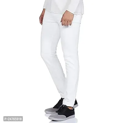 COMFITS Men's Latest Stylish Fashion White Plain Jeans (34)