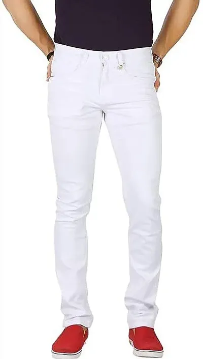 Stylish Cotton Blend Mid-Rise Jeans For Men