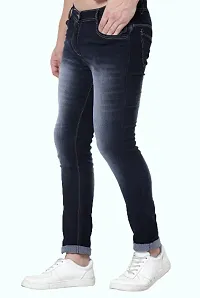 Classic Blue Cotton Blend Solid Jeans For Men-thumb2