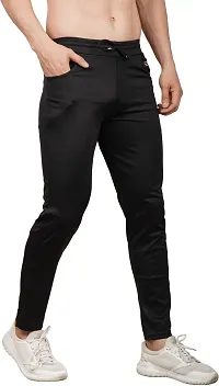 Mevan Comfortable Black Polyester Spandex Regular Track Pants For Men-thumb2