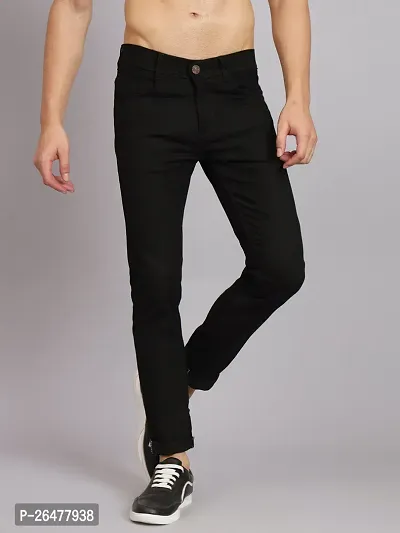 Stylish Black Cotton Blend Mid-Rise Jeans For Men-thumb3