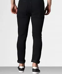 Stylish Black Denim Solid Jeans For Men-thumb1