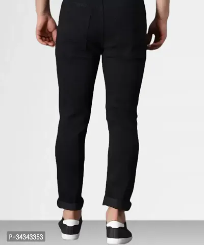 Stylish Black Denim Solid Jeans For Men-thumb2