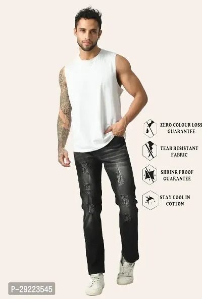 Stylish Grey Cotton Blend Solid Mid-Rise Jeans For Men-thumb4