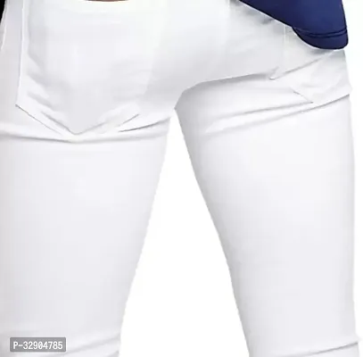 Stylish White Denim Solid Regular Fit Jeans For Men-thumb4