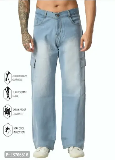 Stylish Blue Denim Mid-Rise Jeans For Men