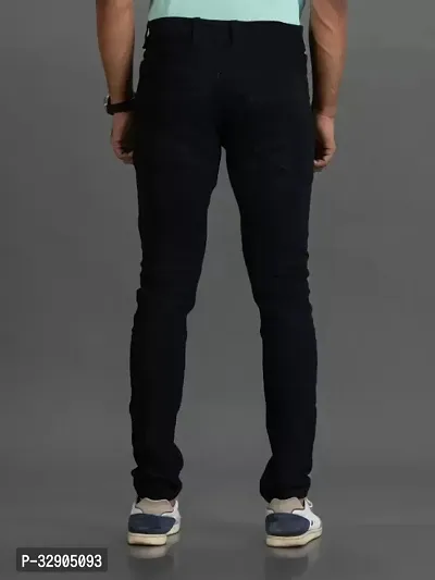 Stylish Black Denim Solid Regular Fit Jeans For Men-thumb2