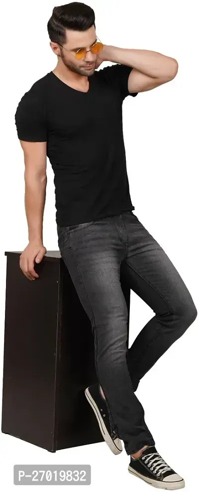 Stylish Cotton Blend Slim Fit Jeans For Men-thumb3