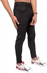 Mevan Stylish Black Lycra Blend Solid Regular Fit Trouser For Men-thumb1