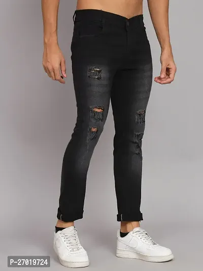 Stylish Cotton Blend Slim Fit Jeans For Men-thumb2