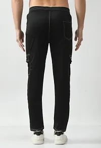 Stylish Black Polyester Spandex Solid Regular Track Pant For Men-thumb1