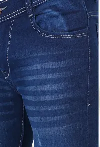 Elegant Blue Denim Distress Mid-Rise Jeans For Men-thumb3