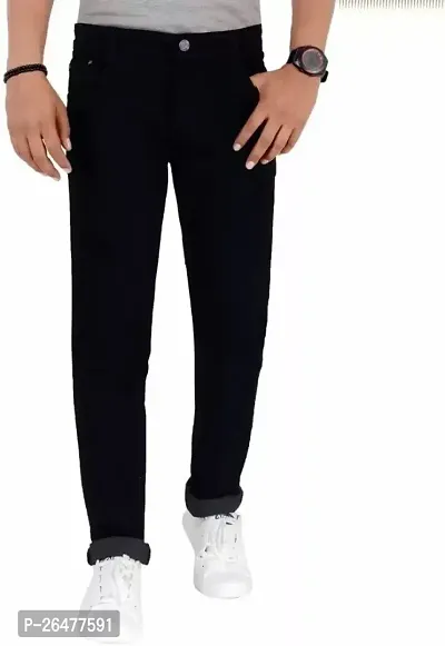 Stylish Black Cotton Blend Mid-Rise Jeans For Men-thumb0