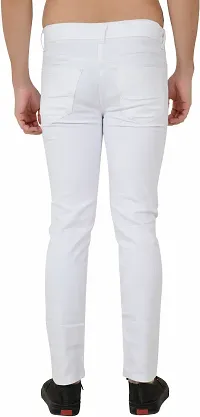 Stylish White Cotton Blend Solid Mid-Rise Jeans For Men-thumb1