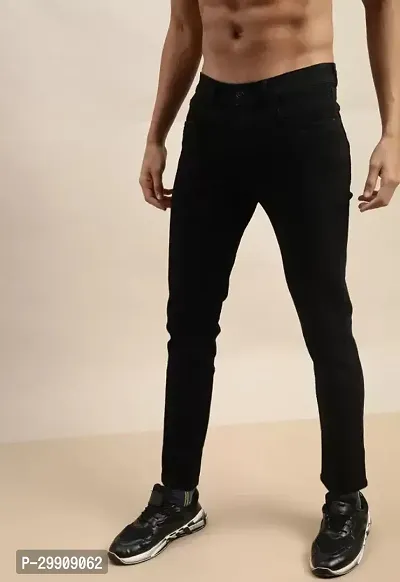 Stylish Black Cotton Blend Mid-Rise Jeans For Men-thumb3