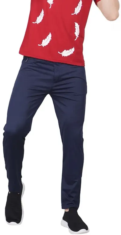 Mevan Stylish Lycra Blend Solid Regular Fit Trouser For Men