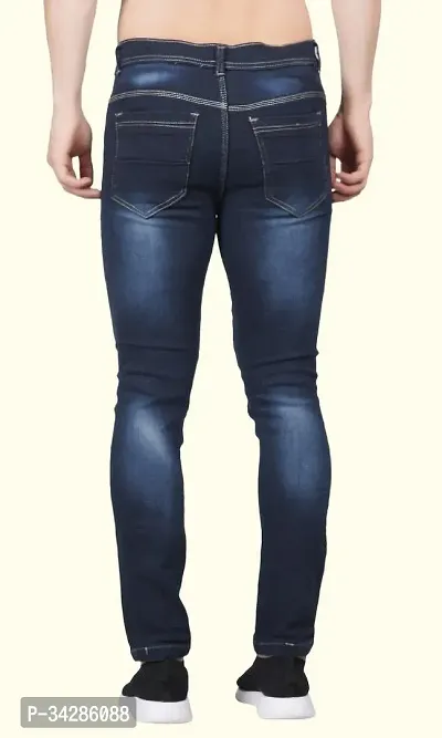 Stylish Cotton Blend Blue Slim Fit Mid-Rise Jeans For Men-thumb2