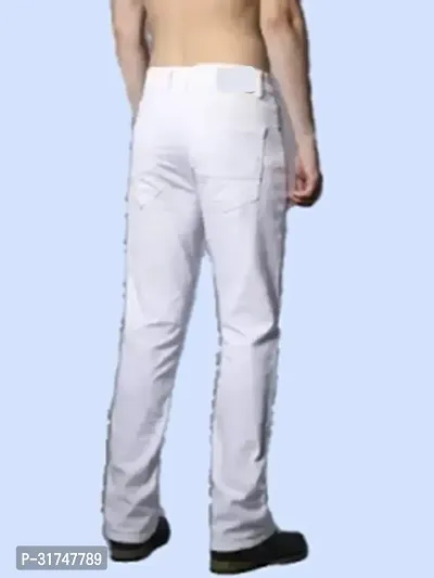 Stylish White Denim Solid Mid-Rise Jeans For Men-thumb2