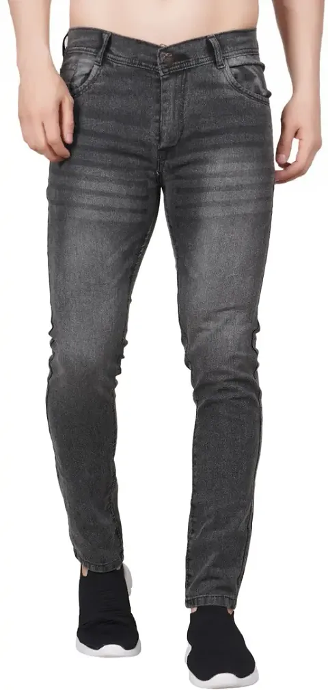 Misony Men Grey Plain Jeans