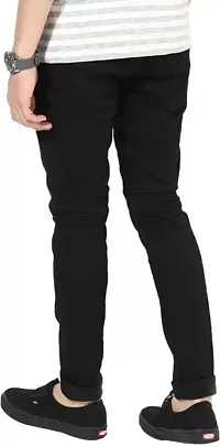 Stylish Black Cotton Blend Solid Mid-Rise Jeans For Men-thumb1