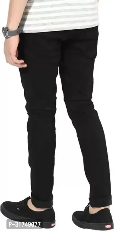 Stylish Black Cotton Blend Solid Mid-Rise Jeans For Men-thumb2