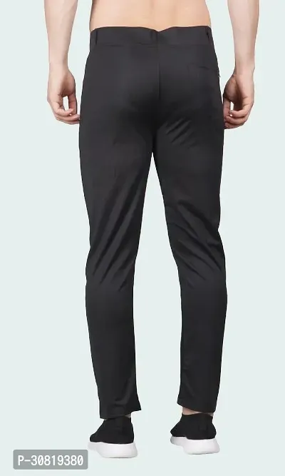 Mevan Stylish Black Lycra Blend Solid Regular Fit Trouser For Men-thumb2