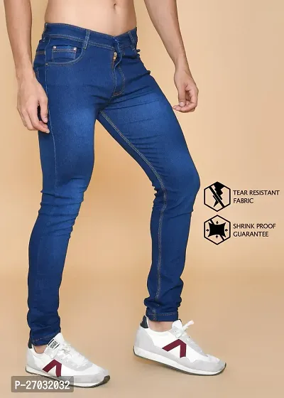 Classic Blue Denim Solid Jeans For Men-thumb4