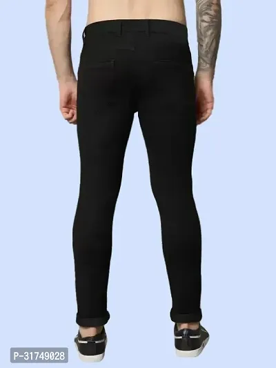 Stylish Black Denim Solid Mid-Rise Jeans For Men-thumb2