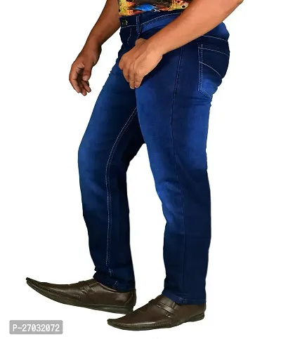 Classic Blue Cotton Solid Jeans For Men-thumb2