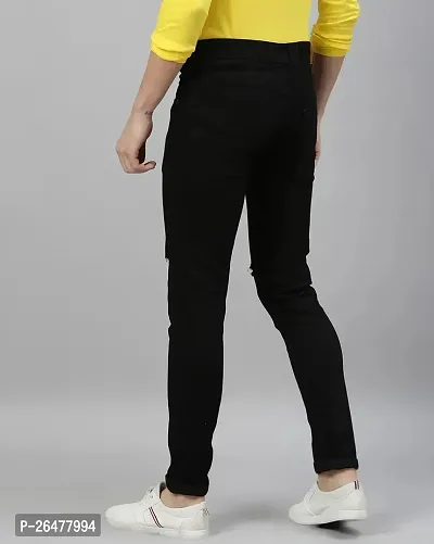 Stylish Black Denim Mid-Rise Jeans For Men-thumb2