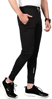 Stylish Black Lycra Blend Regular Track Pants for Men-thumb2