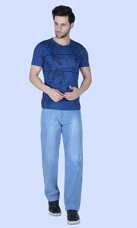 Stylish Blue Denim Solid Mid-Rise Jeans For Men-thumb2