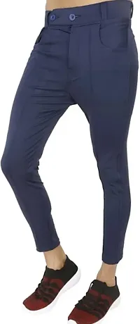 Mevan Comfortable Blue Polyester Spandex Regular Track Pants For Men-thumb2