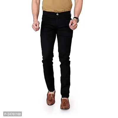 COMFITS Men's Boys Black Stylish Formal  Casual Plain Jeans (28)