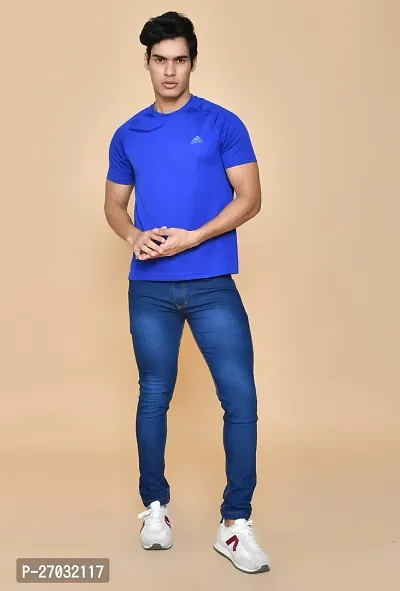 Classic Blue Denim Solid Jeans For Men-thumb3