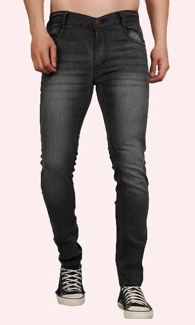 Stylish Blend Solid Mid-Rise Jeans For Men Pack Of 1