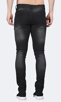 Stylish Black Cotton Blend Solid Mid-Rise Jeans For Men-thumb1