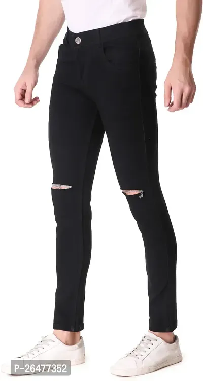 Stylish Black Denim Mid-Rise Jeans For Men-thumb3