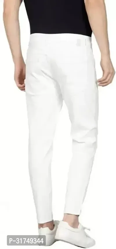 Stylish White Denim Solid Mid-Rise Jeans For Men-thumb2