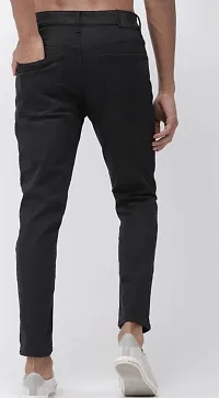 Stylish Black Denim Solid Mid-Rise Jeans For Men-thumb1