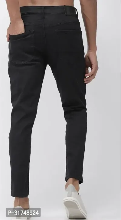 Stylish Black Denim Solid Mid-Rise Jeans For Men-thumb2