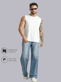 Stylish Blue Cotton Blend Solid Mid-Rise Jeans For Men-thumb2