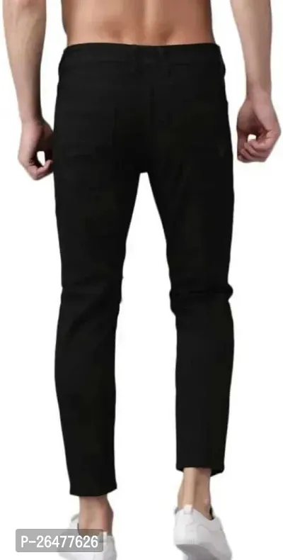 Stylish Black Cotton Blend Mid-Rise Jeans For Men-thumb3