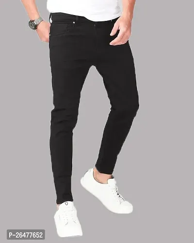 Stylish Black Cotton Blend Mid-Rise Jeans For Men-thumb0