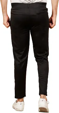 Mevan Comfortable Black Polyester Spandex Regular Track Pants For Men-thumb1