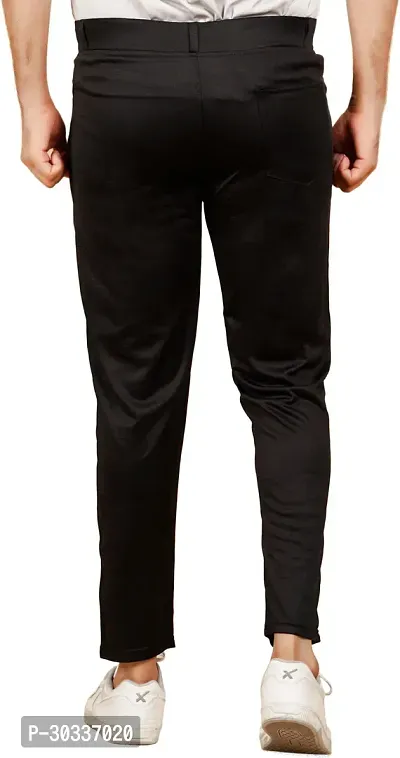 Mevan Comfortable Black Polyester Spandex Regular Track Pants For Men-thumb2