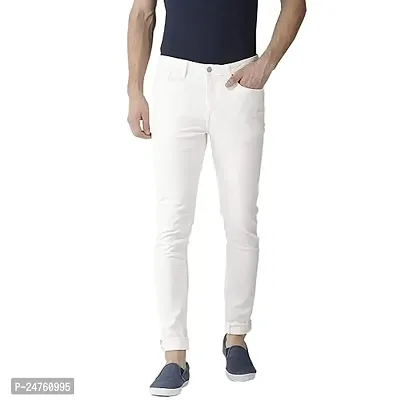 COMFITS Men's Formal Stylesh White Plain Jeans (36)