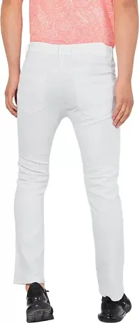 Stylish White Denim Solid Regular Fit Jeans For Men-thumb1